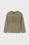 Дитячий бавовняний лонгслів Mayoral колір зелений з аплікацією