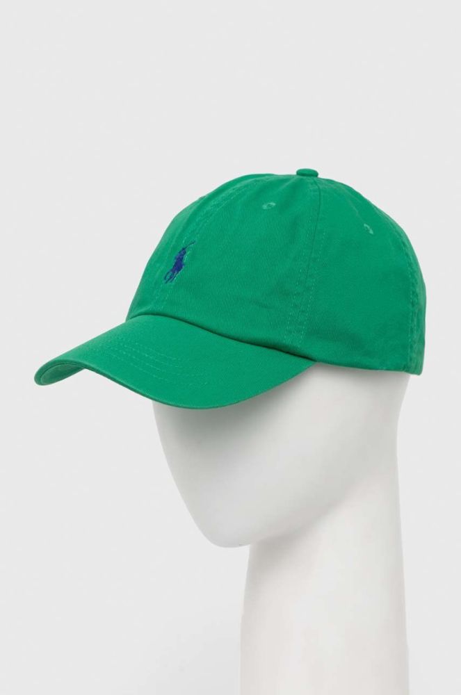 Бавовняна бейсболка Polo Ralph Lauren колір зелений з аплікацією (2959612)