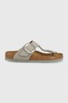 Шкіряні в'єтнамки Birkenstock Gizeh жіночі колір сірий на плоскому ходу 1022179-lgrey