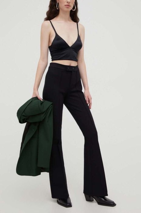 Штани Marc O'Polo DENIM жіночі колір чорний кльош висока посадка